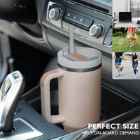 Green Leaf Travel Mug with Handle, Stanley Cup with Straw and Handle, Stainless Steel Coffee Mug with Lid Coffee Mug, Leak Proof Vacuum Insulated Water Bottle for Hot Iced Drink (Multicolor) (1200 ML)