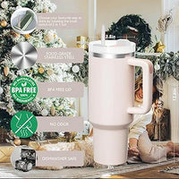 Green Leaf Travel Mug with Handle, Stanley Cup with Straw and Handle, Stainless Steel Coffee Mug with Lid Coffee Mug, Leak Proof Vacuum Insulated Water Bottle for Hot Iced Drink (Multicolor) (1200 ML)