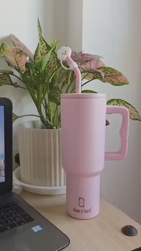 Green Leaf Travel Mug with Handle, Stanley Cup with Straw and Handle, Stainless Steel Coffee Mug with Lid Coffee Mug, Leak Proof Vacuum Insulated Water Bottle for Hot Iced Drink (Multicolor) (1200 ML)